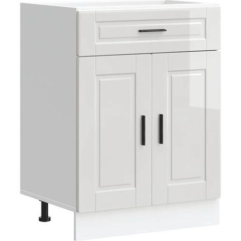 Mueble de cocina Porto con espacio de almacenamiento optimizado 60 x 46 x 81,5 cm en madera de ingeniería blanca brillante 020050274 (1/5)