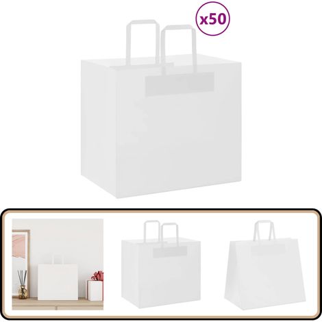 vidaXL Sacs en papier kraft 50 pcs avec poignées blanc 32x22x28 cm