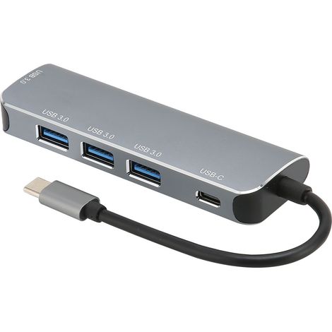 5-in-1 USB-C-Hub mit 4 USB 3.0 5Gbit/s 60W-Anschlüssen und PD 3.0-Schnellladefunktion für Tablets, Mobiltelefone und Laptops. (1/5)