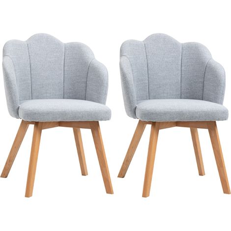 HOMCOM sillas de comedor tapizada en lino sintético set de 2 sillas de cocina con asiento y respaldo acolchados moderno carga 120 kg 58x60x82 cm (1/5)
