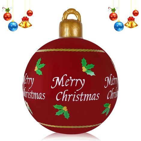 Giant 60cm inflatable Christmas bauble for indoor and outdoor use - PVC Christmas decoration for indoors, yards, lawns, and gardens