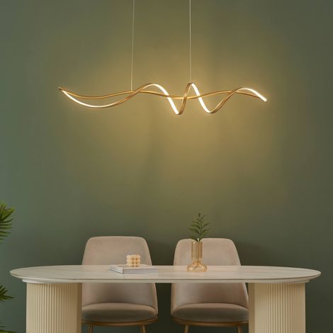 Große goldene spiralförmige Hängelampe 120 cm lang - Lybell