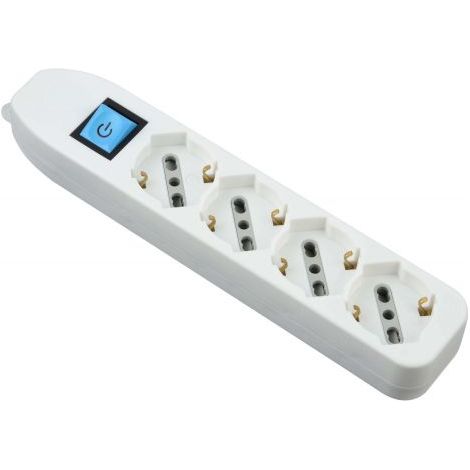 Electraline 82069 Multipresa Senza Cavo, 4 Prese Universali, Bianco (1/3)