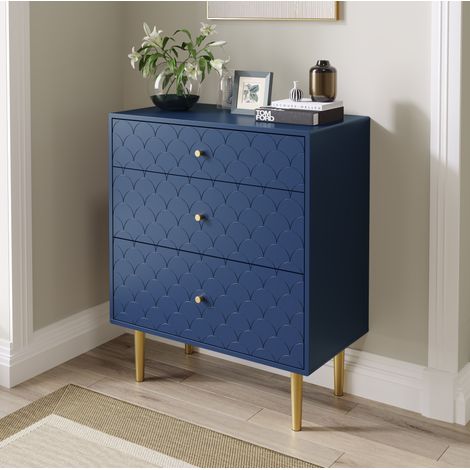 Cassettiera a 3 cassetti 75 x 40 x 89 cm in truciolare e metallo blu navy DESVIAE (1/5)
