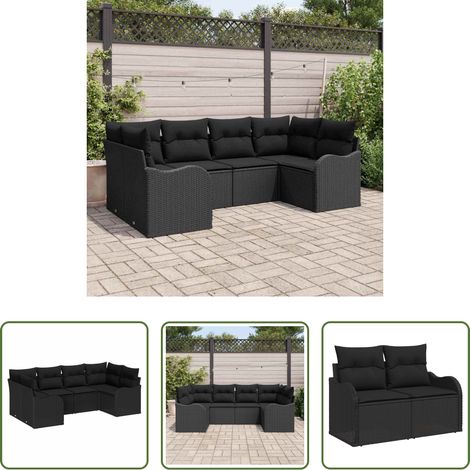 Gartenmöbel -  Gartensofa-set Schwarz Poly-Rattan (1/5)