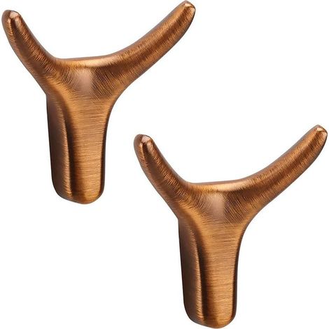 2 Pièces Patère Double Crochet, Crochets Penderie Vintage, Crochet Porte Manteau en Métal, Anti Rouille Crochet Salle de Bain avec Des Vis pour Porte, Cuisine, Salle de Bain, Chambre, Bureaux, Brun (1/5)