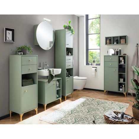 Badezimmer komplett Set inkl. Spiegelschrank ANGERS-80 in mint (1/5)