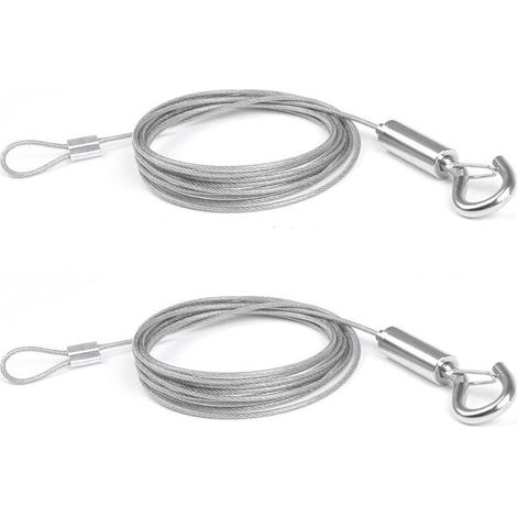 2Pcs x 2M en Câble de Acier Inoxydable Bet Crochet Corde pour Vêtements/Lumières/Photos Max Stand 30KG (1/5)