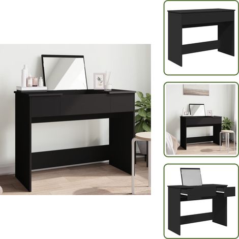 Coiffeuse moderne - vidaXL Coiffeuse avec miroir noir 100x45x76 cm - Bois d'ingénierie (1/5)