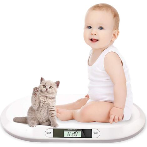 SWANEW Bilance per bambini Scale per bambini Scalla di infermiere digitale piatto Scala animale Adatto per neonati meno di 20 kg con display LCD Shut-Off White