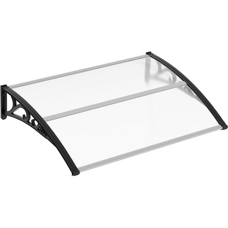 TolleTour Pensilina per porta 150 x 100 cm, copertura curva in policarbonato trasparente, staffe ABS (1/5)