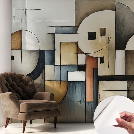 Carta da parati autoadesiva - fotomurale - decorazione parete - murale - adesivo da muro - Armonia geometrica 250x250 cm (1/5)