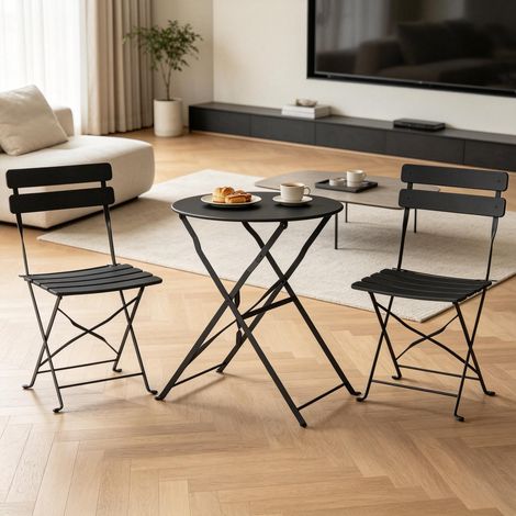 Conjunto de muebles de patio portátiles, muebles de patio plegables, mesa y sillas de bistró para exteriores, mesa y sillas de comedor minimalistas para exteriores (solo incluye 1 mesa de comedor y 2  (1/5)