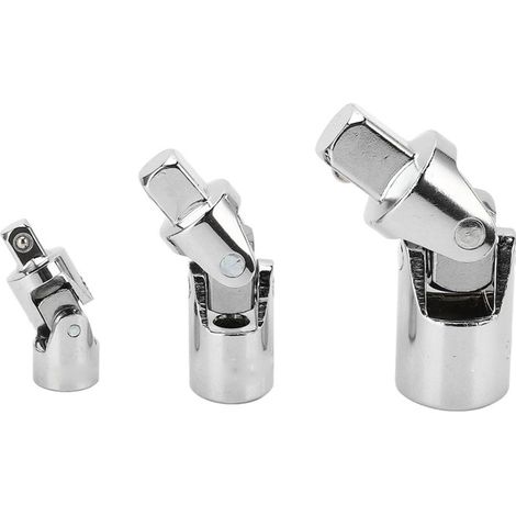 Jeu de 3 adaptateurs de douilles rotatifs universels pour perceuse électrique et clé à rochet, tailles 1/4in 3/8in 1/2in, tête pivotante, outillage polyvalent. (1/5)