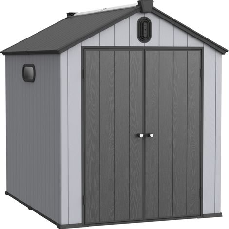 Abri de jardin en plastique résine 6x8 pieds avec toit en pointe pour rangement extérieur (1/5)