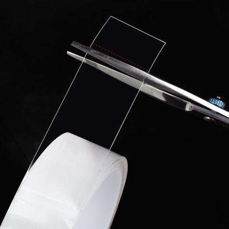 Ruban adhésif double face transparent réutilisable, d'environ 2 mm d'épaisseur, pour une large application. (1/5)