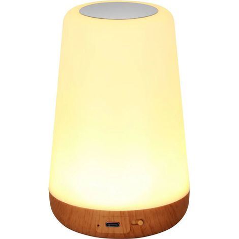 Veilleuse LED rechargeable à télécommande effet bois, lampe de chevet ACKERMAN, cadeau original, lampe à claquer RGB, lampe d'ambiance pour bureau et chambre. (1/3)
