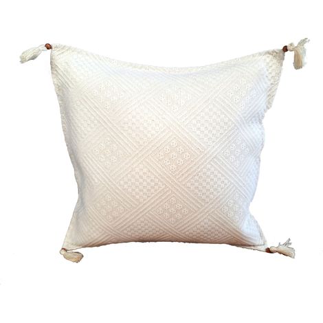 Federa decorativa Naturale 40x40 COTONE Frange con Perlina (1/5)