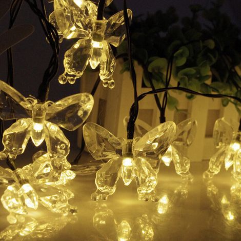 Solarbetriebene Schmetterlings-Lichterkette für den Außenbereich, 7 m, 50 LEDs, 8 Modi, IP66 wasserdicht, für Garten, Balkon, Terrasse, Bäume und Partys (1/4)