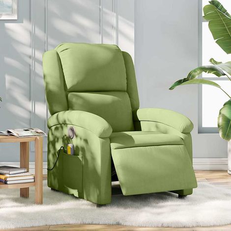 Massagesessel Elektrisch Hellgrün Samt