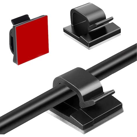 60 clip adesive nere tipo R per cavi, clip autoadesive per cavi, clip da parete, clip per cavi per auto e ufficio, ganci autoadesivi (1/5)