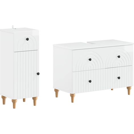 2 Piece Bathroom Cabinet Set ALKMAAR High Gloss White vidaXL (1/5)