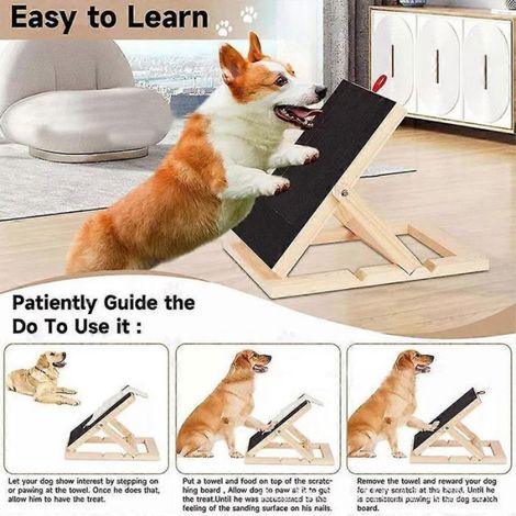 Tapis à griffer pour chien, tapis à griffer en bois avec boîte à friandises, carré à griffer pour chien (1/4)