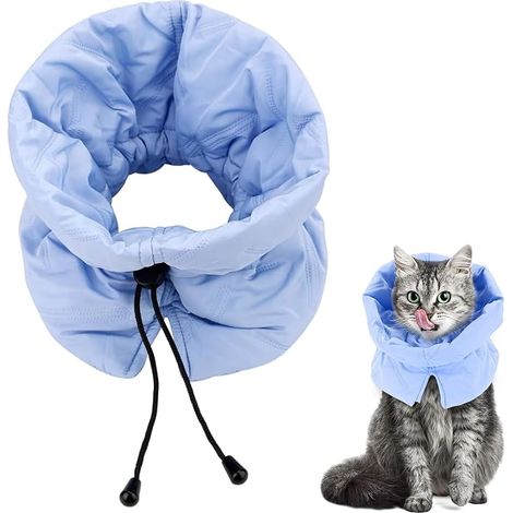Collier de Récupération Chat, Doux Ajustable Collier de Récupération Chat, pour Chats Chaton Empêche de Lécher Les Plaies (Bleu Clair, M) Élisabéthain pour chats, anti-morsure pour chats, pour chaton,