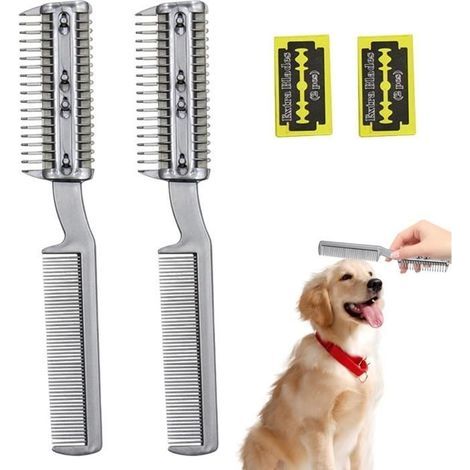 Pflegekamm – Fellpflege – 2-teilig – Weiß – Für Hunde – Kompakt und tragbar (1/4)