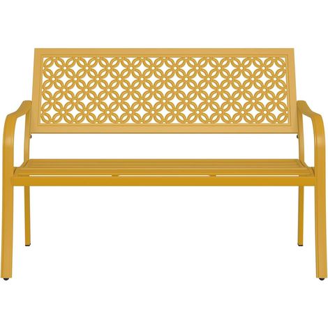 Grand patio Banc Exterieur 2-3 Personnes, Chaise Longue de Jardin pour l'intérieur, l'extérieur, la Terrasse, Le Parc, Résistant à la Rouille, Motif Estampé (Bossa-Nova Rouge) (1/5)