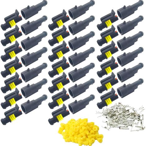 (1 Pin × 20 Ensembles) Imperméable à l'eau Connecteur, Électrique Prise Mâle et Femelle, AMP Connecteur étanche électrique pour Moto Scooter Auto Truck Marine Fil Harnais Sockets