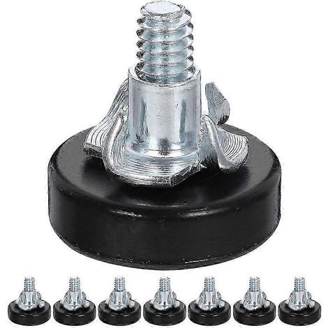 Pieds de meubles réglables noirs, adaptés aux tables, chaises, canapés, lits et armoires, avec vis pour une fixation sécurisée, lot de 8. (1/5)