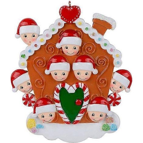 Décorations de Noël en résine, bonhomme de neige et famille, à suspendre au sapin, pour la maison, pour Noël et le Nouvel An (8 personnes). (1/5)