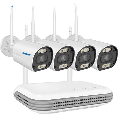 Système de vidéosurveillance sans fil, qualité vidéo HD, fonctionnalités de détection intelligente, 8CH NVR 4 Caméras 5MP, Aucun (1/2)