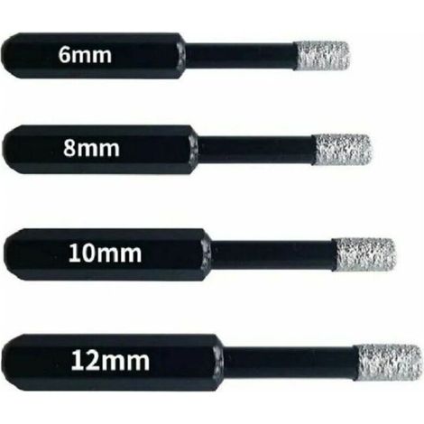 Professional Diamond Drill Bits for Tiles, Ceramics, Glass and Stone - Set of 4 Diamond Drill Bits (6mm, 8mm, 10mm, 12mm) - Hole Saws for Porcelain Stoneware and Tiles (1/4)