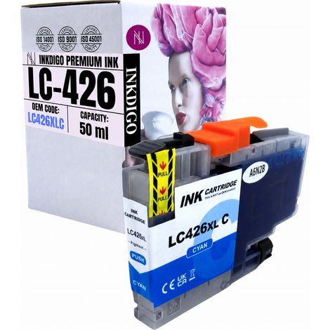 Tinta Inkdigo LC426XLC compatible con Brother MFC-J4335DW y MFC-J4535DW con certificación TÜV. (1/5)