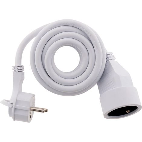Zenitech – Prolongateur 16A 3m HO5VV-F 3G1,5mm² – Fiche extraplate pour espaces restreints – Blanc – Idéal pour usage intensif (1/3)