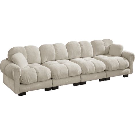 4-Sitzer modulares Sofa aus Chenille in Light Taupe 330 x 86 x 90 cm (1/5)