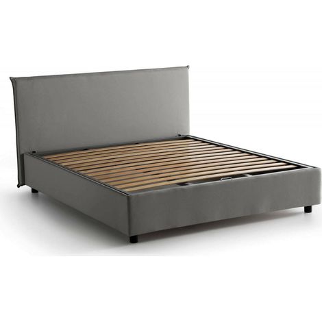 Talamo Italia - Letto matrimoniale Arcan, Letto contenitore con rivestimento in tessuto, 100% Made in Italy, Apertura frontale, adatto per materasso Cm 160x200, Grigio
