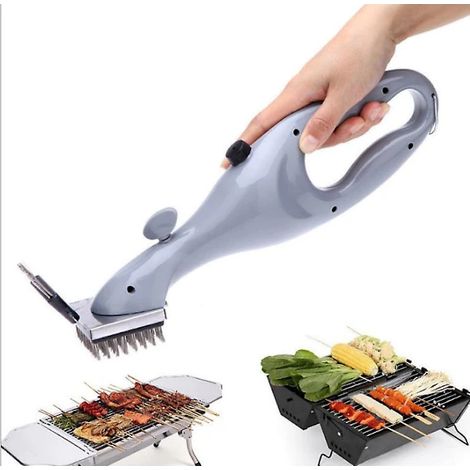 Cepillo para barbacoa de vapor, cepillo de limpieza para barbacoa de acero inoxidable con mango de ABS, apto para parrillas de gas, carbón y ahumadoras (gris). (1/4)