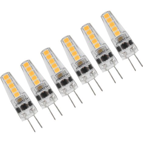 10 ampoules LED G4 2W culot bipin, compatibles variateur, blanc chaud 3000K, pour lustre, lampe de plafond ou lampe de table, 12‑24V AC
