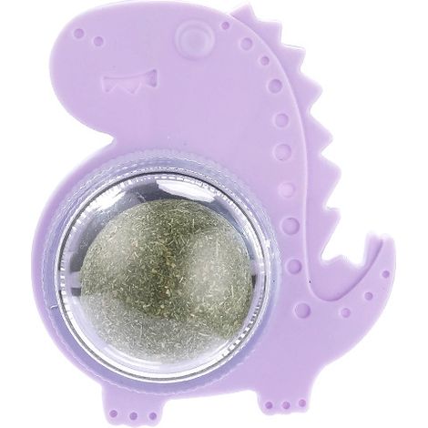 Chat jouet balle cataire balle teasing chat balle rotative balle molaire bâton dent nettoyage balle teasing chat jouet balle interactive , Violet, dinosaure (1/5)