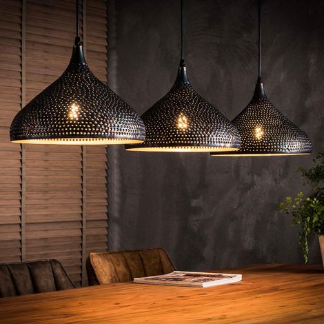 Suspension conique en métal perforé 3 lampes KATE (1/4)