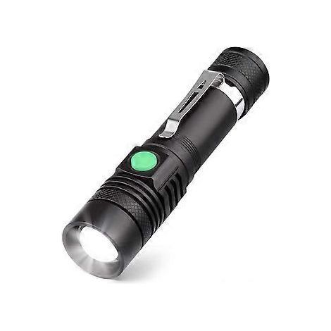 Wiederaufladbare LED-Taschenlampe mit USB-Anschluss, 600 Lumen, wasserdicht (IP65), 4 Leuchtmodi, Zoomfunktion für Haushalt, Camping, Wandern und Notfälle