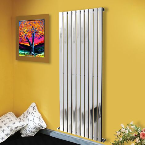 Modern Designer Radiator Chrome Column Flat Panel Central Heating Vertical Single 1800x680mm (1/4)
