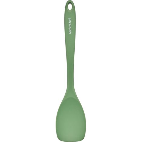 Kitchencraft silicone spoon spatula, non-stick safe heat-resistant cooking utensil ideal for stirring, scraping and serving, green, 28cm