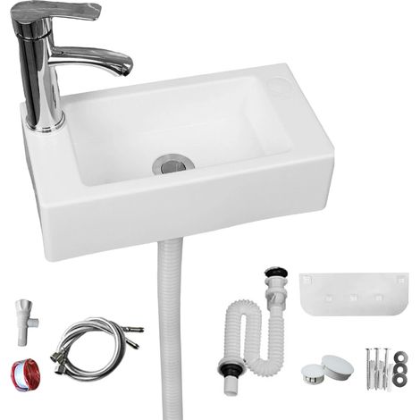 Lavabo en plastique avec robinet, lave-mains simple, évier à mains (1/5)