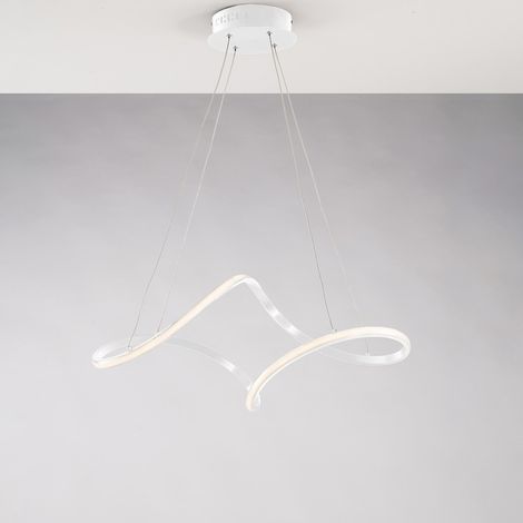 Dana – Hängeleuchte aus Metall und weiß lackiertem Aluminium mit integrierter LED und verstellbaren Elektrokabeln L. 65 x 38 – BL328-SBC