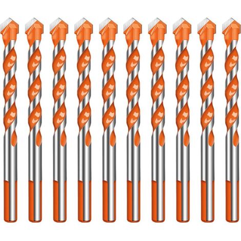 AIDUCHO Lot De 10 Ultimate Drill Bits Twist Drill Head Wall Ceramic Glass Punching Hole Working Set 6mm (1/5)