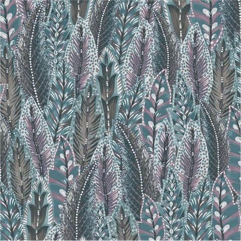 Holden Leaves Amherst Purple Wallpaper Paste The Wall Strippable Feathers (1/4)